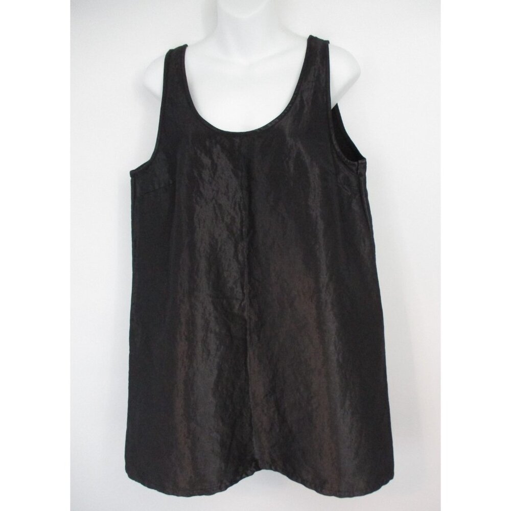 Zara Black Mini Dress Satin Effect Womens XL Sleeveless